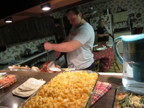 Jonny carving the turkey